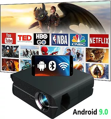 CAIWEI Native 1080P Wifi Projector Android 9.0 Home Cinema Video HDMI USB BT 5.0 • $245.56