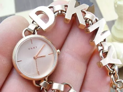 DKNY 24mm Ladies Rose Gold Charm Bracelet Chain Wristwatch NY-2329 • £7