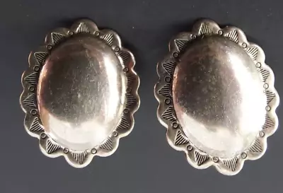 VTG Navajo Sterling Silver Concho Pierced Earrings • $29.99