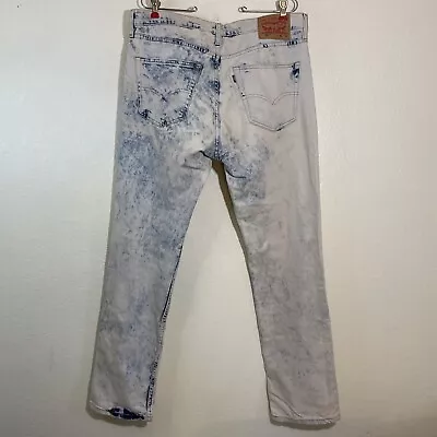 Levi’s 511 Mens 36x32 Bleached Tie-Dye Straight Leg Denim Jeans • $26