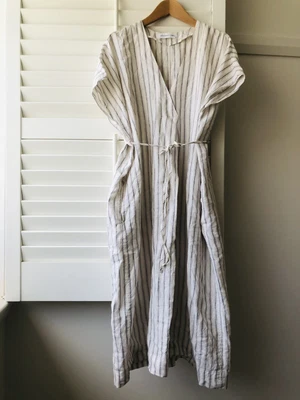 $50 • Buy Assembly Label Size 8 Fits 10 12 Stripe Linen Natural Tie Dress BNWOT
