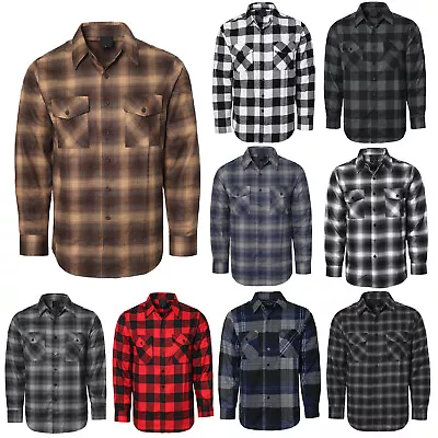 Men's Casual Flannel Shirts Long Sleeve Button Down Plaid Shirts S-5XL YAGO • $32.50