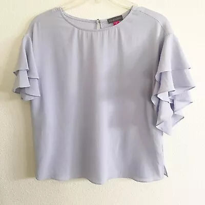 VINCE CAMUTO Drop Shoulder Ruffle Flutter Sleeve Top Lavender Women’s XS Boxy • $9.99