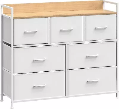 Chest Of Drawers Bedroom Cabinet 7 Fabric Drawers With Handles Metal Frame C • £49.99