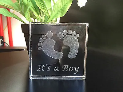 It's A Girl/Boy Baby Shower Gifts Engraved Personalised Message 20mm Acrylic • £9.99