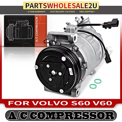 AC Compressor W/ Clutch For Volvo S60 2012 2013 2014 2015 2016 V60 15-16 L5 2.5L • $178.99