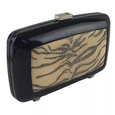 Roger Vivier Black Animal Print Minaudière Clutch Evening Purse Glossy 6-1/2  • $200