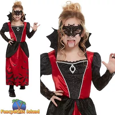 Smiffys Vampiress Vampire Halloween Kids Childs Fancy Dress Costume • £14.69
