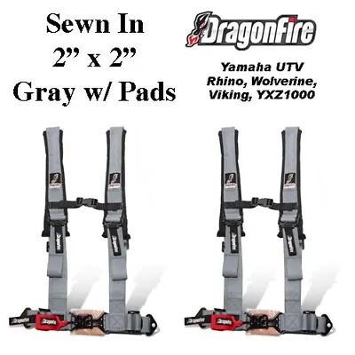 $219.99 • Buy 2 Yamaha UTV Dragonfire H-Style 4 Point Sewn In Style Harness Gray 2  W/Pads