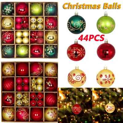 44pcs Christmas Tree Xmas Balls Decorations Baubles Outdoor Party Ornament Decor • $13.74