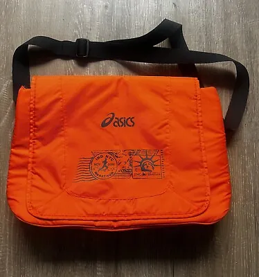 ASICS NYC Marathon Orange Black Messenger Gym Laptop Shoulder Strap Bag • $49.99