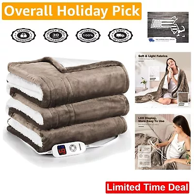 Extra Large Plush Electric Blanket Twin Size - Cozy - Machine Washable - Brown • $45.70