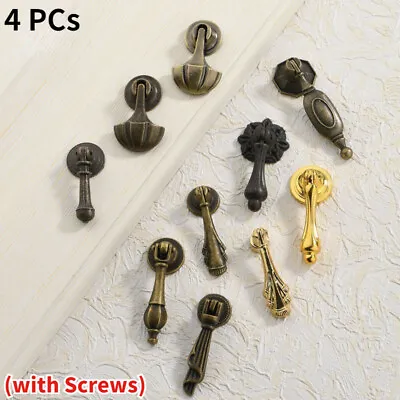 4 Pcs Drawer Pulls Handles Knobs Vintage Bronze Metal Shabby Cabinet Knobs Drop • $10.75