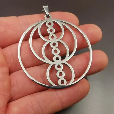 $8.99 • Buy Large Sacred Geometry Necklace Stainless Steel Fibonacci Ratio Pendant 30''