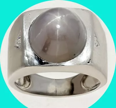 Natural Star Sapphire Platinum Diamond Mens Ring 16.75CT H Color Size 6.75 • $1450