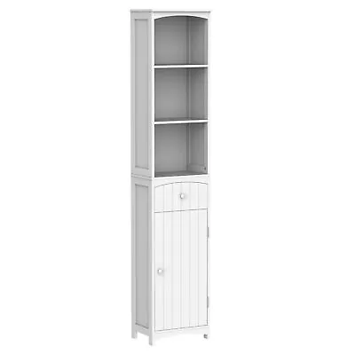 $98.10 • Buy 3-Tier Shelf Tall Bathroom Storage Cabinet Narrow Side Floor Organizer Cupboard