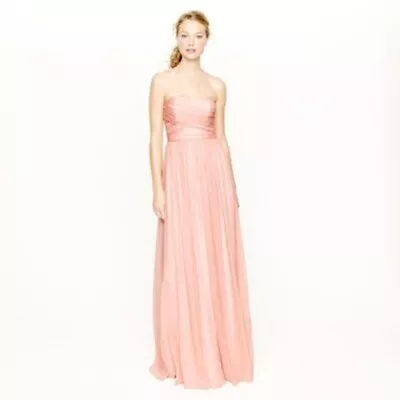 J CREW 2P ARABELLE Pink Long Dress Silk Chiffon 41585 Formal Gown Prom NWT • $98