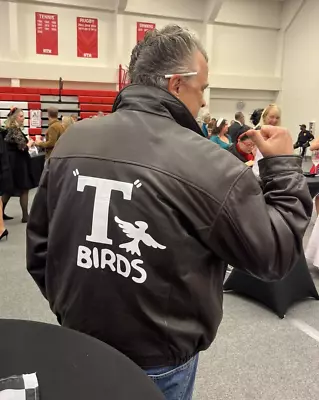 John Travolta Grease Danny Zuko T Birds Vintage Brown Leather Jacket With Logo • $89