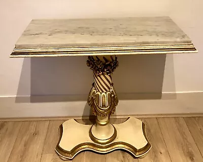 Vintage French Carved And Painted Marble Top Console Table • £295