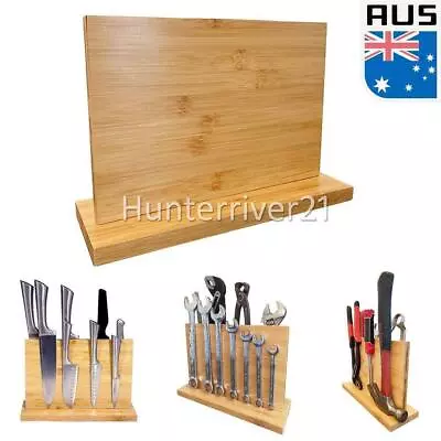 Bamboo Magnetic Knife Storage Cutlery Holder Stand Block Double Side Magnetic • $34.49