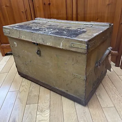 Military Medical Mule Trunk Painted Leather Warrant Officers Trunk And Tags  • $1704.98