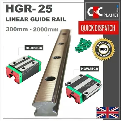 HGR SERIES 25mm LINEAR BEARING GUIDE SLIDE RAIL CARRIAGE BLOCK HGW25CA HGH25CA • £31.95