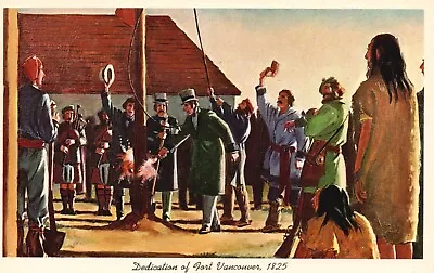 Postcard WA 1825 Dedication Of Fort Vancouver Painting 1967 Vintage PC H4004 • $5