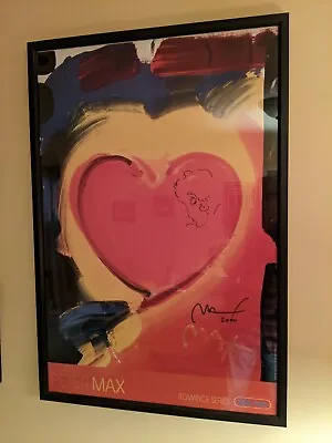 PETER MAX AUTOGRAPHED POSTER -  -  25  X 37    FRAMED WITH DOODLE DRAWING EXTRA • $499