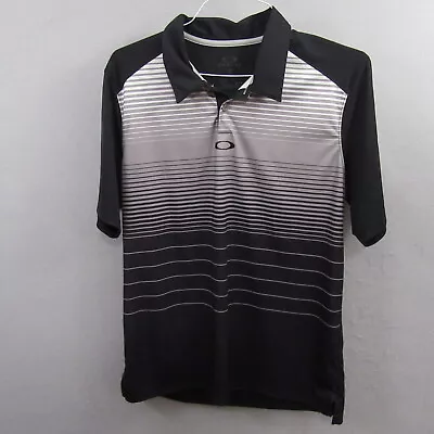 Oakley Mens Polo Shirt Size L Black Regular Fit Striped Golf Performance • $18.52