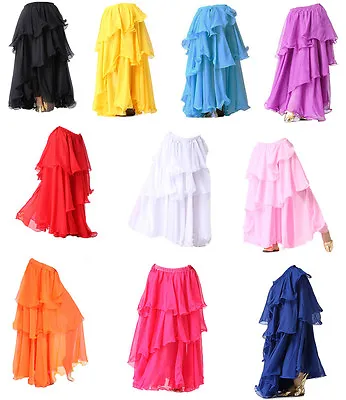 £9.45 • Buy Three Layered Tiered Belly Dance Tango Samba Carnival Gypsy Skirt Fancy Costume