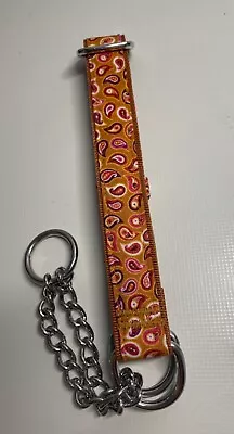 Martingale Half Check Choke Chain Adjustable Dog Collar In Tan Mini Paisley • £7.15