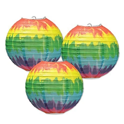 £15.43 • Buy Beistle Tie Dyed Groovy Paper Lanterns 3 Piece 60’s Theme Party 1960’s Peace 