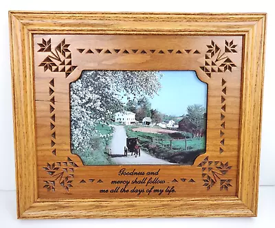 Hand Carved Frame Amish Print Art  Goodness And Mercy Shall ...  P Graham Dunn • $22