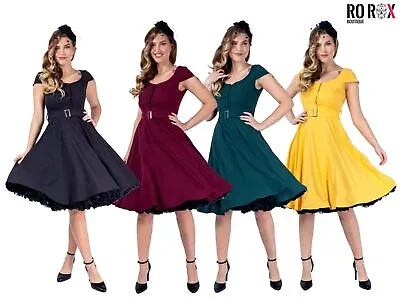 £26 • Buy Ro Rox Retro Dress Lucy 40s 50s 60s Vintage Retro Style Flare Button Down Swing