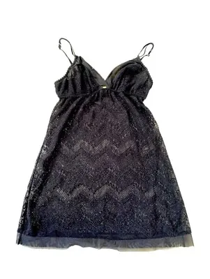 Victorias Secret Black Lace & Mesh Babydoll Boudoir Dress Medium • $8.40