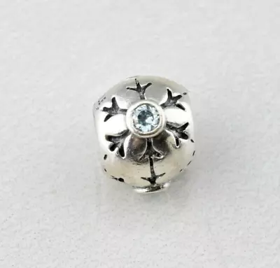 $19.95 • Buy Pandora Sterling Silver Aqua Blue CZ Snowflake Bead Charm 790367ACZ