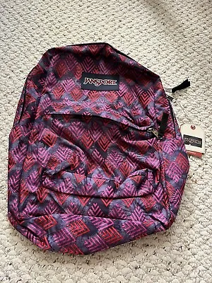 Jansport Pink/red/gray Superbreak Multi Diamond Arrows School Backpack Bnwt • £36.10