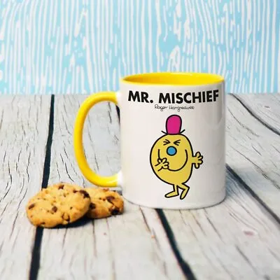 Mr Men Porcelain Mug Mr Mischief 11oz Coffee Cup Kitchen Dining Drinkware Yellow • £12