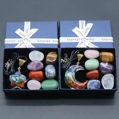 Premium Healing Crystals Kit In Gift Box 7 Chakra Set Tumbled Yoga Stones Set UK • £7.91