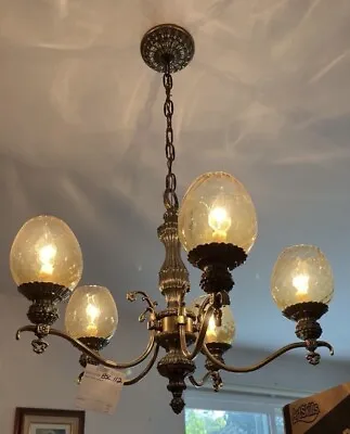 Vintage Brass Or Metal Chandelier Antique Style • $299.99