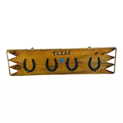 $58.95 • Buy Texas Country Western Weathered Old Wood Horseshoe Wall Mounted Wooden Coat Rack