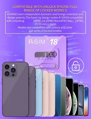 R-SIM18 RSIM 18 Nano Unlock Card For IPhone 14 Plus 13 12 11 Pro Max X XR IOS 16 • $13.19