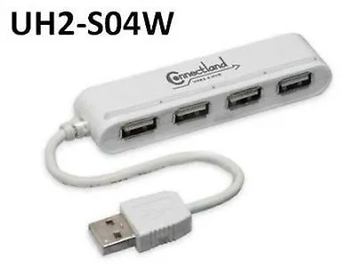 Connectland Mini 4-Port USB 2.0 White Hub With On & Off Switches UH2-S04W • $9.99