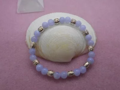 Handmade Stretchy Blue Lace Agate Bracelet - Calming -16cm With Organza Bag  • £12.95