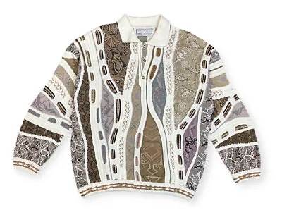 VINTAGE Carlo Alberto Sweater Mens Medium 3D Knit Coogi Style Textured Biggie • $129.95