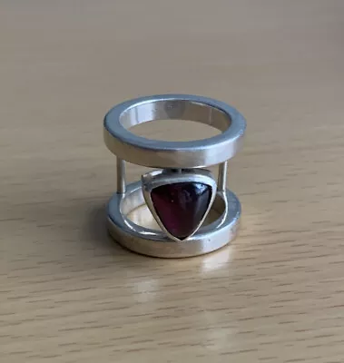 £32.99 • Buy 925 Silver Modernist  Gem Wide Double Sided Spinning Ring Size L / Hallmarked/