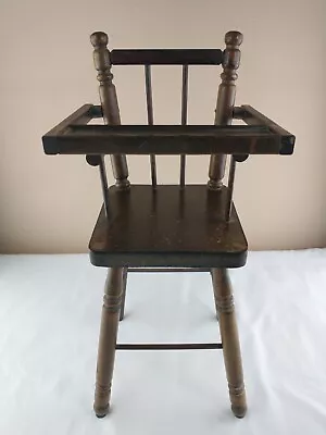 Vintage Doll Furniture Wooden High Chair With Hinged Tray Turned Spindle Legs GC • $31.99