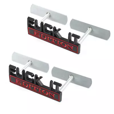 2Pcs Black Red F*CK IT EDITION Front Grille Emblem For Titan F150 Ram 1500 2500 • $19.94