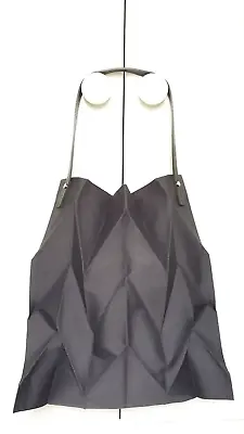 Iittala X Issey Miyake Dark Grey Pleated Tote Bag Leather Handle New • $175