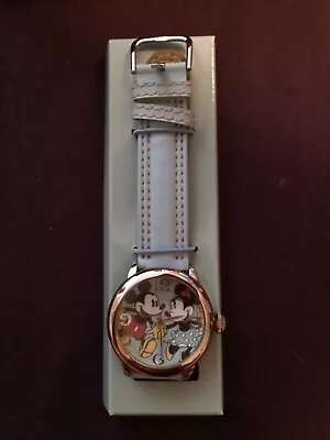 Authentic Disney Mickey And Minnie Mouse Light Blue Leather Strap Watch • $99.99